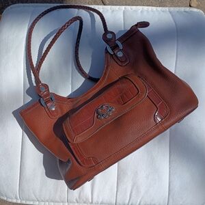 Vintage MC Marc Chantal Brown Leather Shoulder Tote Bag